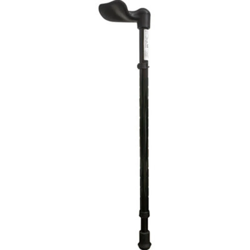 Image of Loops Left Handed Ergonomic Handled Walking Stick - Telescopic Height - Gloss Black Black