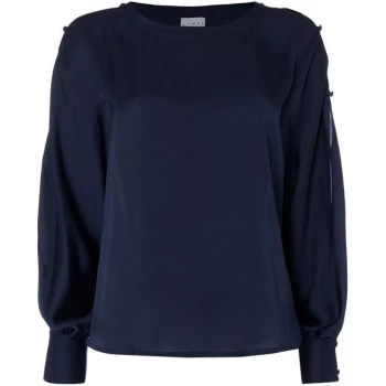 Image of Linea Cold Shoulder Blouse - Navy