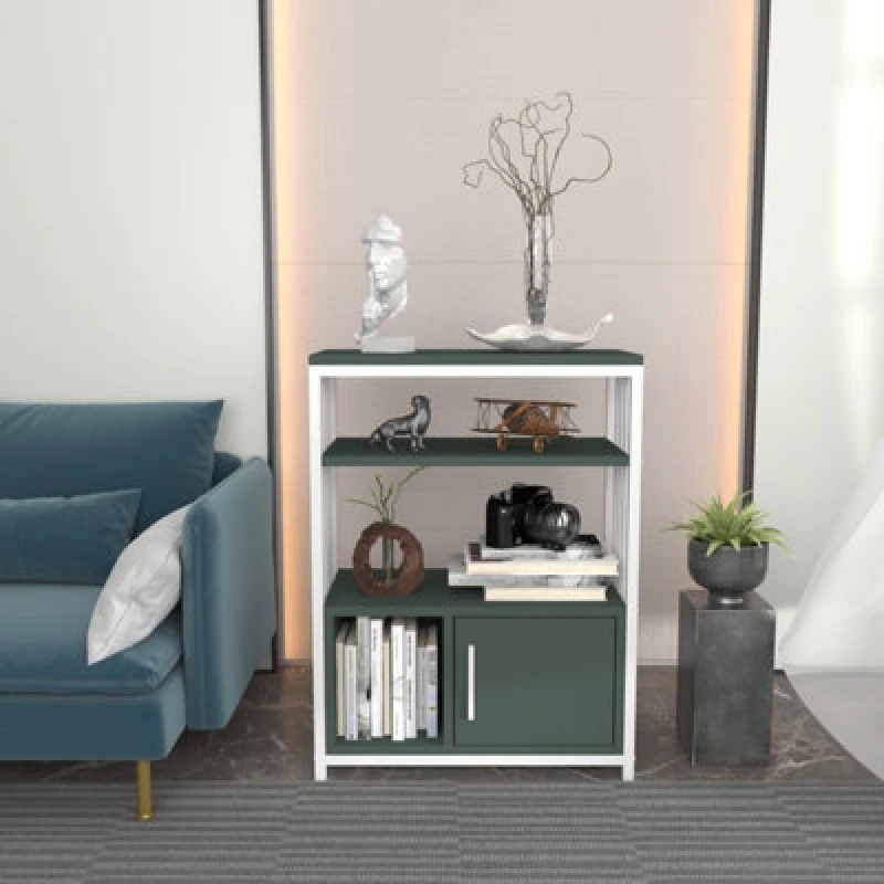 Image of Decorotika Letos Bookcase Shelving Unit Green White