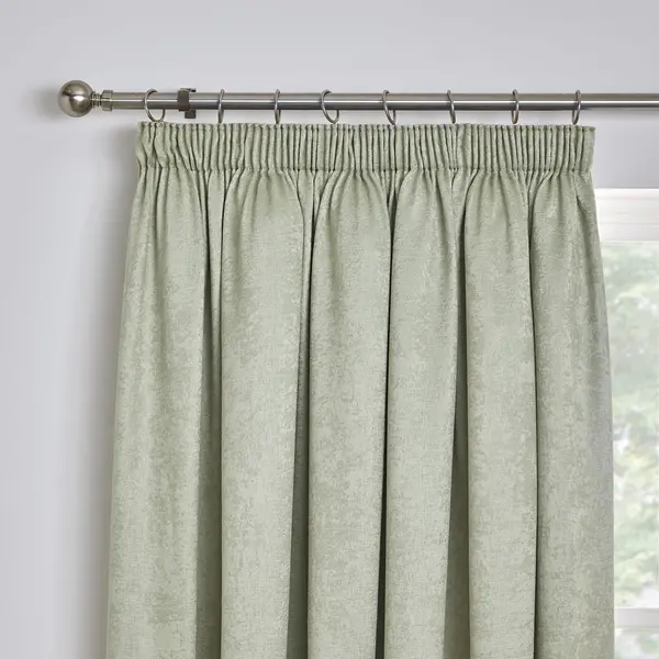 Image of Fusion 'Galaxy' Pair of Light Reducing Thermal Effect Pencil Pleat Curtains Green
