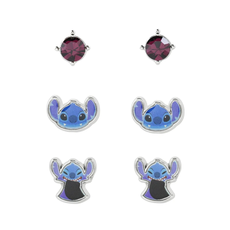 Image of Disney Lilo & Stitch SH00630RL.PH Ohrring-Set Blau 3-teilig Einheitsgroße IMITATION RHODIUM PLT Kein Edelstein