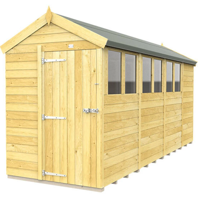 Image of Flat Pack Sheds DIY Sheds 5 x 15 Apex Shed, Brown 5X15AFF