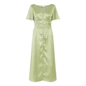 Image of Yumi Green Satin Button Down Dress - Green