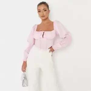 Image of Missguided Corset Ls Top - Pink