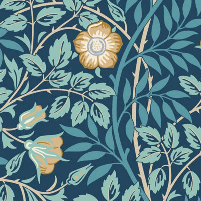 Image of Hoopla Walls Rosehip Trail Navy Blue Smooth Matt Wallpaper