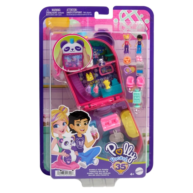 Image of Polly Pocket Polly Pocket Bubble Tea Panda Compact Doll Playsets