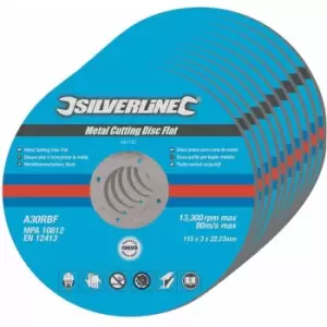Image of Silverline Metal Cutting Discs Flat 10pk - 115 x 3 x 22.23mm