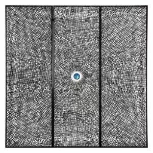 Image of Premier Housewares Modello Wall Art with Wood Carved Circle - Antique Silver Finish