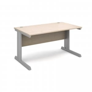 Image of Vivo Straight Desk 1400mm x 800mm - Silver Frame Maple Top