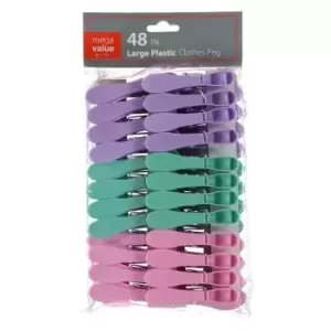 Image of Stanford Home Large Plastic Clothes Pegs 48 Pack - Multi