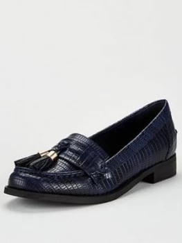 Image of Wallis Tassel Loafers - Navy, Size 6, Women