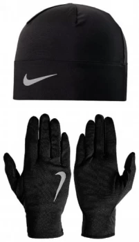 Image of Nike Dri Fit running Beanie with Gloves Set Mens
