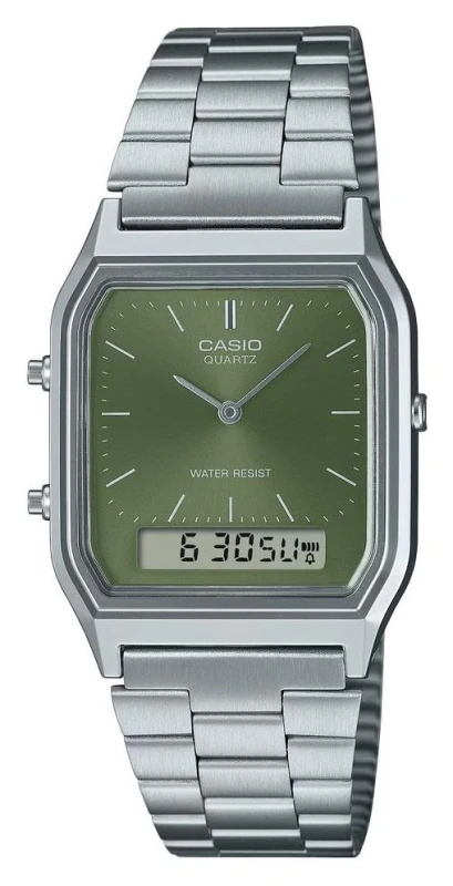 Image of Casio Vintage AQ-230A-3AMQYES Green Dial Bracelet Watch - W17524