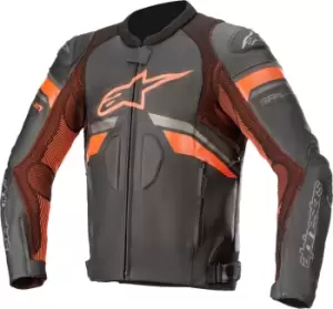 Image of Alpinestars GP Plus R V3 Rideknit Motorcycle Leather Jacket, black-orange, Size 52, black-orange, Size 52