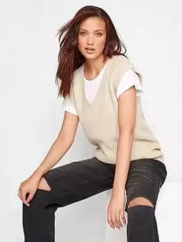 Image of Long Tall Sally Neutral Chunky Knitted Vest, Natural, Size 10-12, Women