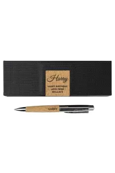 Image of Personalised Cork Pen and Box Set - Silver
