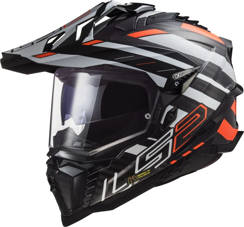 Image of LS2 MX701 Explorer Carbon Edge Black Fluo Orange Adventure Helmet Size XL