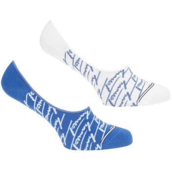Image of Tommy Jeans All Over Print 2 Pack Secret Socks - Navy/White