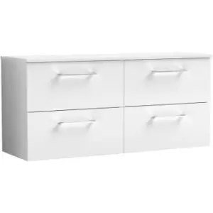 Image of Nuie Arno Gloss White 1200mm Wall Hung 4 Drawer Vanity Unit with Worktop - ARN124W2 - Gloss White