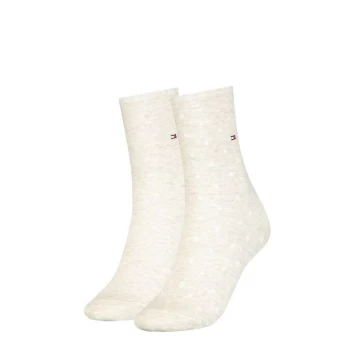 Image of Tommy Bodywear Hilfiger Dot Crew Socks 2 Pack Ladies - Beige