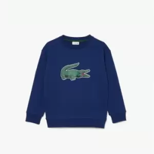Image of Lacoste Big Logo Crew Sweatshirt - Blue