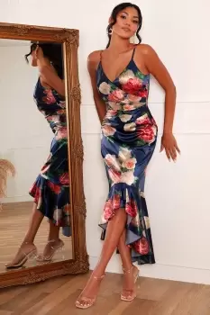 Image of Sleeveless Floral Print Midi Dress