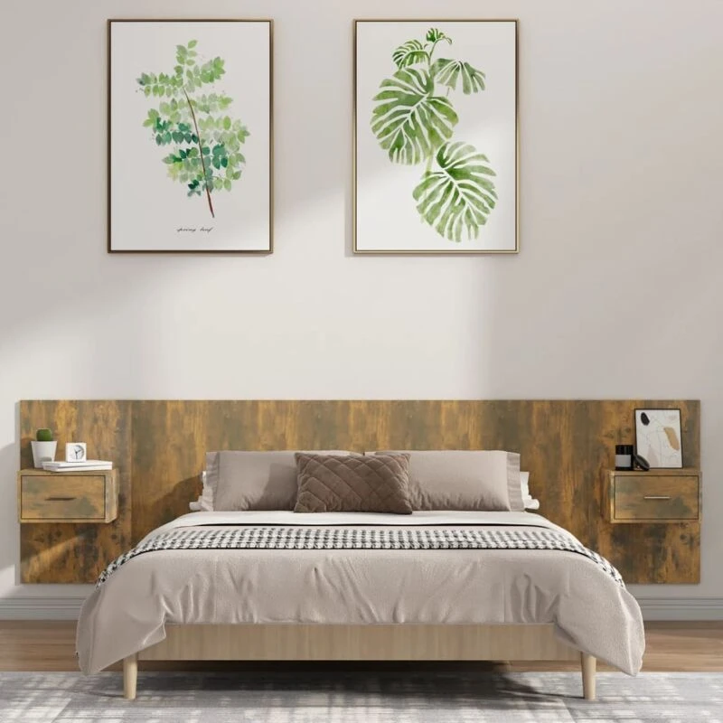 Image of VIDAXL Bed Headboard with Cabinets Smoked Oak Engineered Wood Vidaxl 8720287121893