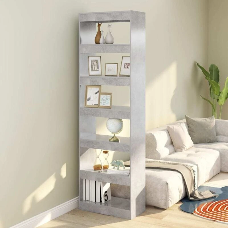 Image of VIDAXL Book Cabinet/Room Divider Concrete Grey 60x30x198cm Vidaxl 8720286843390