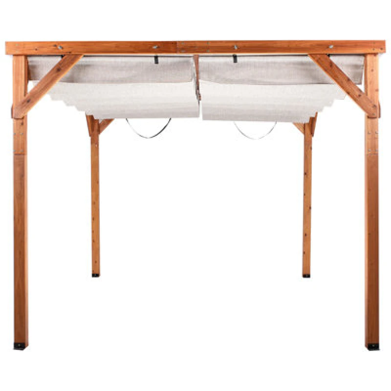 Image of Beliani Gazebo Villarosa Fir Wood 320 Cm 380 Cm Brown/ Beige