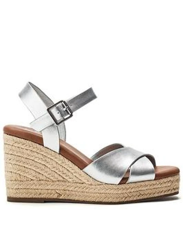 Image of Moda In Pelle Womens 'Jasminium' Leather Wedges in Silver Size: 5 Silver Female 5