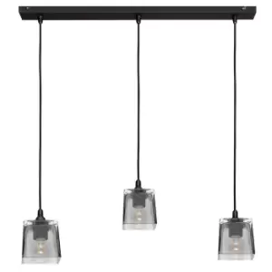 Image of Santos Straight Bar Pendant Ceiling Light Black, Smokey 60cm