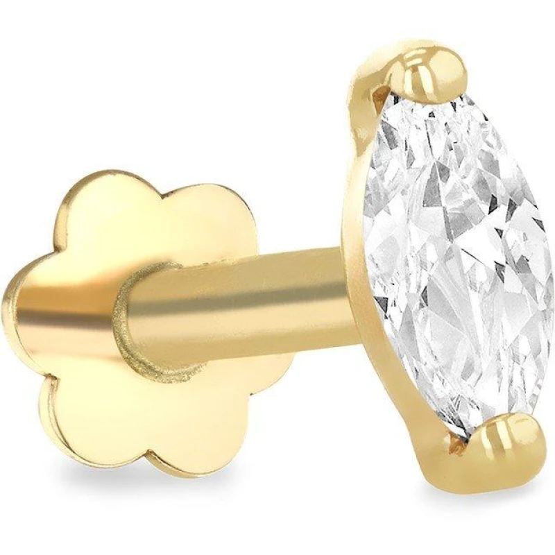 Image of Be You 9ct Gold Marquise CZ Labret Stud Yellow Gold female One Size