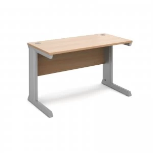 Image of Vivo Straight Desk 1200mm x 600mm - Silver Frame Beech Top