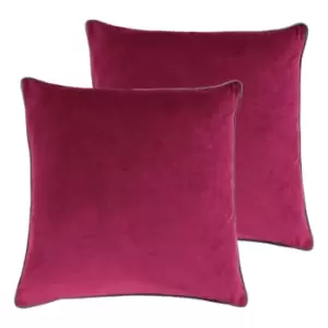 Image of Paoletti Meridian Twin Pack Polyester Filled Cushions Cranberry/Mocha