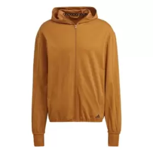 Image of adidas Yoga Base Training AEROREADY Full-Zip Hoodie Mens - Bronze Strata / Black