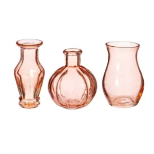 Image of Recycled Glass Vintage Bud Vase Pale Pink (Set Of 3)
