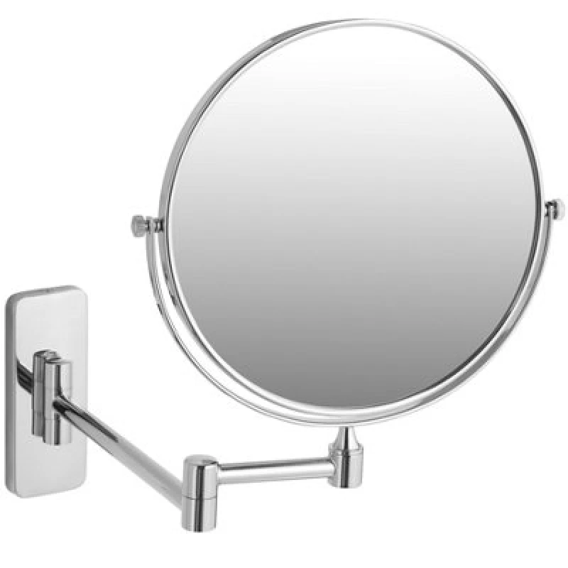 Image of Tectake Vanity Mirror - Round, Double Sided, With Magnification 5 X Magnification - Silver