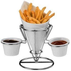 Image of Premier Housewares French Fries Cone & Dips Stand Set - Silver