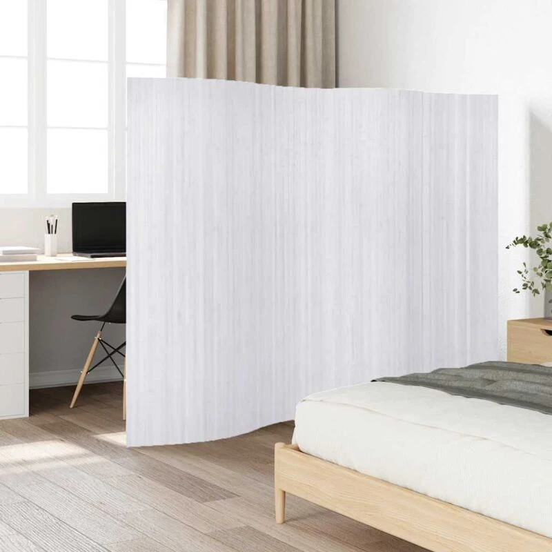 Image of vidaXL Room Divider Bamboo White 250x165cm Indoor Wall Panel Screen Partition
