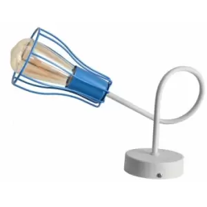 Image of Helam Oxford Table Lamp White, Blue 30cm