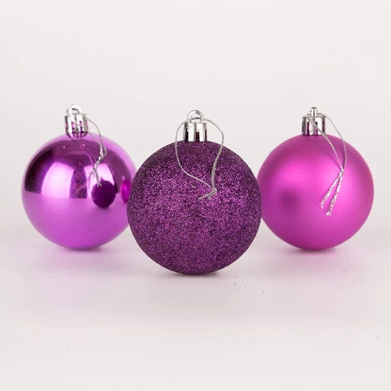 Image of Shatchi 60mm/6Pcs Christmas Baubles Shatterproof Purple,Tree Decorations Purple