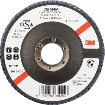 Image of 65025 566A Conical Flap Disc 115MM P40 - 3M