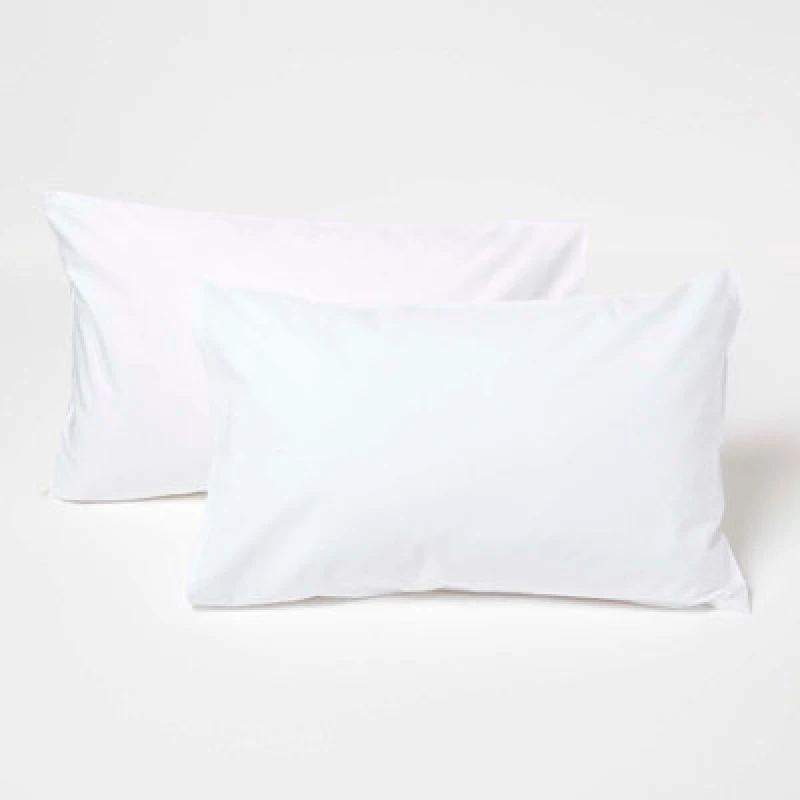 Image of Homescapes Cotton Kids Pillowcases 40 x 60cm 200 Thread Count, 2 Pack White