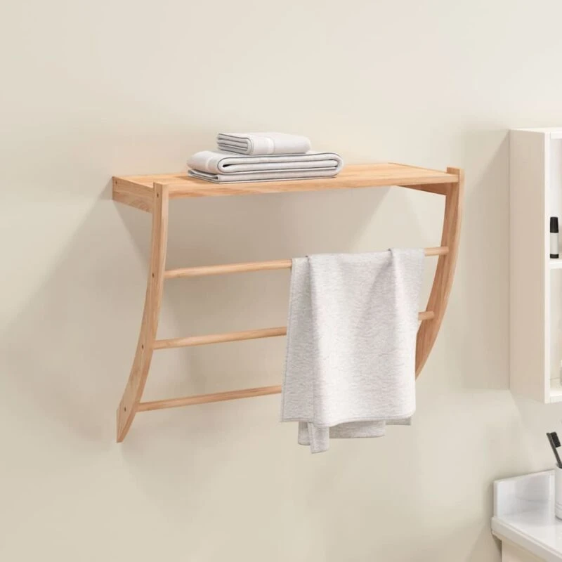 Image of vidaXL Towel Rack 60X25.5X49cm Solid Wood Walnut, Brown 350374