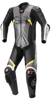 Image of Alpinestars Missile V2 Ignition Leather Suit 1 PC Metal Gray Black Yellow Red Fl 54