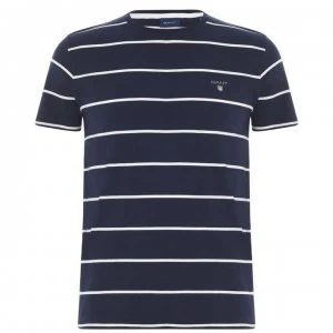 Image of Gant Gant Short Sleeve Striped T Shirt Mens - Blue 433