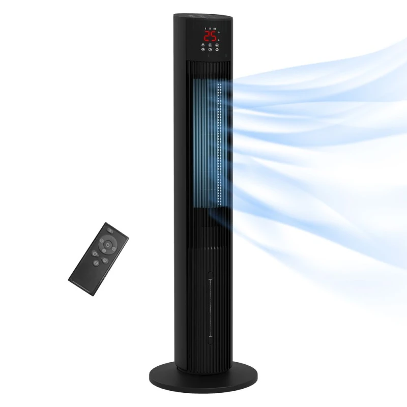 Image of HOMCOM 42" Tower Fan, Electric Cooling Fan With Ice Pack, Remote, 3.5L Water Tank, Black 824-075V70BK