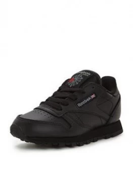 Image of Reebok Classic Leather Childrens Trainers - Black, Size 1