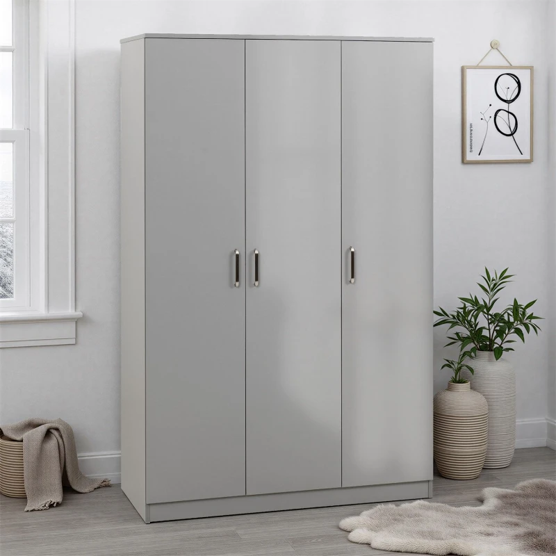 Image of Seconique Dakotia 3 Door Wardrobe in Light Grey Light Grey Unisex