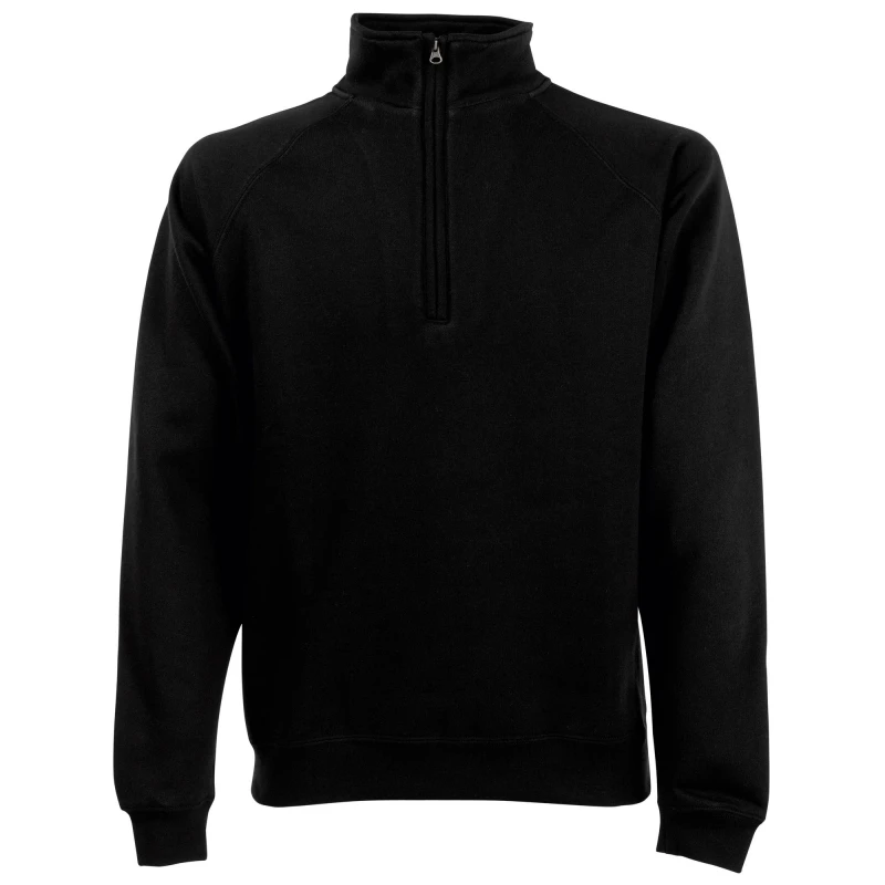 Image of Fruit Of The Loom Fruit of the Loom Men Zip Neck Sweatshirt in Black Size: Small Black S Male 5055747637045